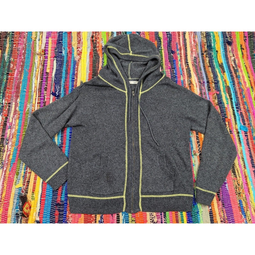Old Navy Women's S Gray Knit Hooded Full Zip Cardigan Sweater With Pockets READ!